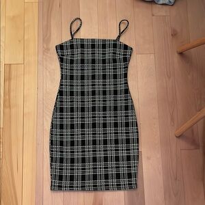Plaid Black and White Women's Dress